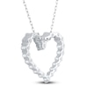 Thumbnail Image 3 of Diamond Heart Outline Necklace 1/2 ct tw 10K White Gold 18"