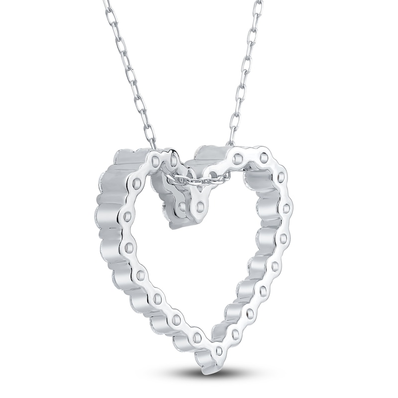 Diamond Heart Outline Necklace 1/2 ct tw 10K White Gold 18"