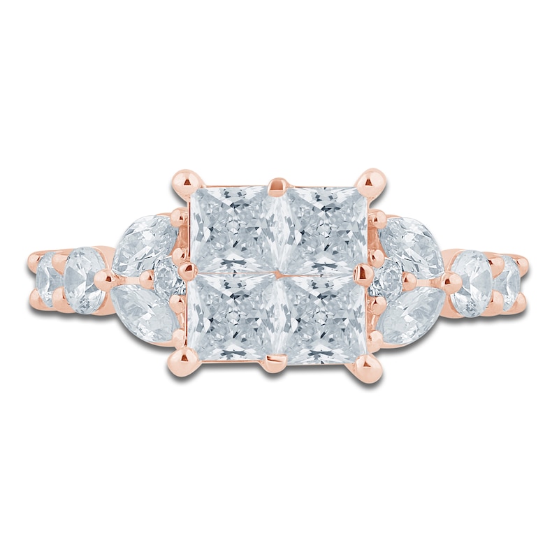 Main Image 3 of Pnina Tornai Princess-Cut Quad Diamond Engagement Ring 3 ct tw 14K Rose Gold