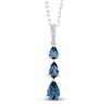 Thumbnail Image 1 of Pear-Shaped Natural London Blue Topaz & Diamond Accent Drop Necklace 10K White Gold 18&quot;