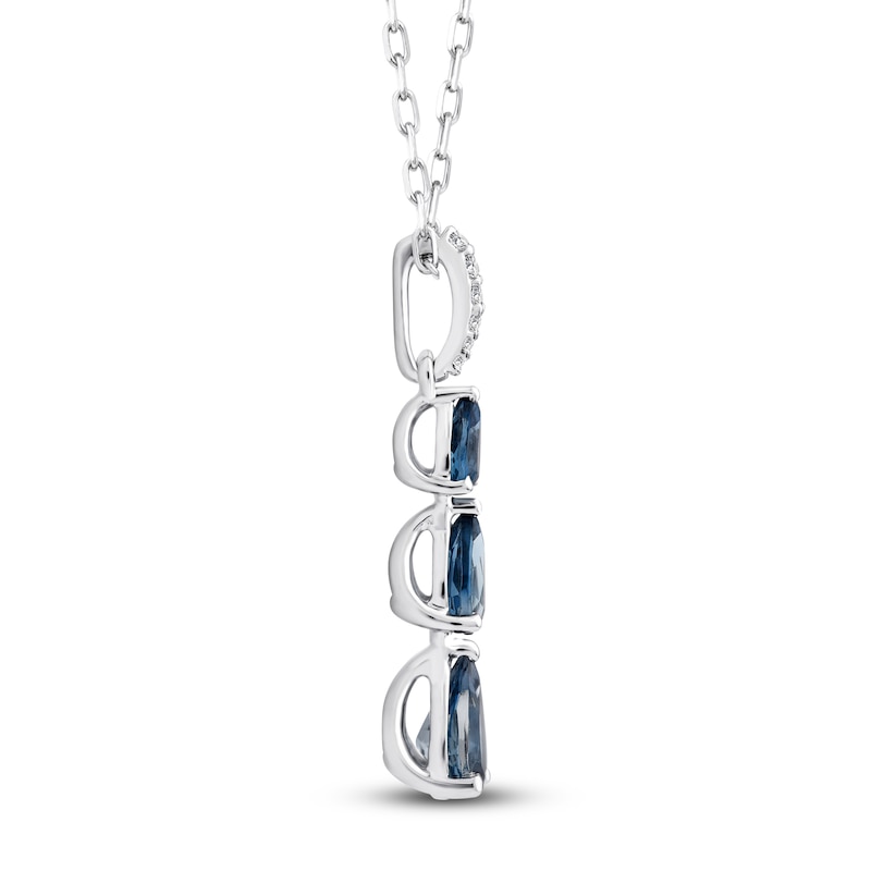 Main Image 2 of Pear-Shaped Natural London Blue Topaz & Diamond Accent Drop Necklace 10K White Gold 18&quot;