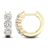 Thumbnail Image 1 of Lab-Created Diamond Three-Stone Huggie Hoop Earrings 2 ct tw 14K Yellow Gold