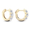 Thumbnail Image 2 of Lab-Created Diamond Three-Stone Huggie Hoop Earrings 2 ct tw 14K Yellow Gold