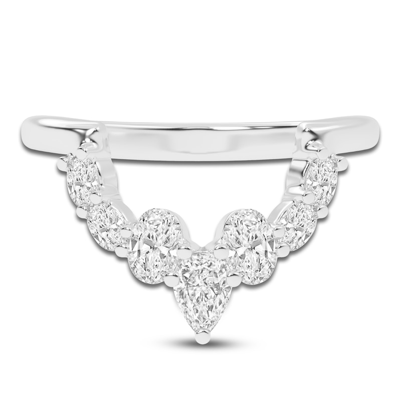 Lab-Created Pear-Shaped & Oval-Cut Diamond Anniversary Ring 1/2 ct tw 14K White Gold