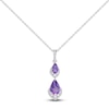 Thumbnail Image 1 of Pear-Shaped Natural Amethyst & Diamond Drop Necklace 1/20 ct tw 10K White Gold 18&quot;