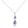 Thumbnail Image 2 of Pear-Shaped Natural Amethyst & Diamond Drop Necklace 1/20 ct tw 10K White Gold 18&quot;