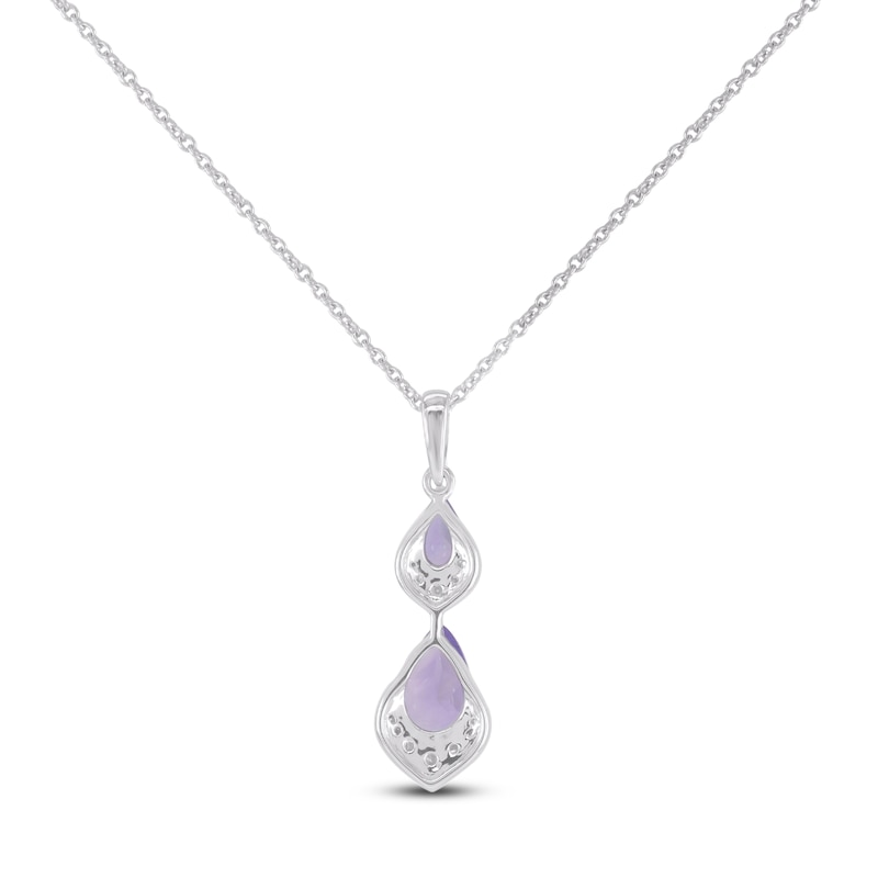 Main Image 3 of Pear-Shaped Natural Amethyst & Diamond Drop Necklace 1/20 ct tw 10K White Gold 18&quot;