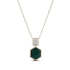 Thumbnail Image 1 of Hexagon-Cut Natural Malachite & Diamond Necklace 1/8 ct tw 14K Yellow Gold 18&quot;