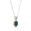 Thumbnail Image 2 of Hexagon-Cut Natural Malachite & Diamond Necklace 1/8 ct tw 14K Yellow Gold 18&quot;