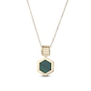 Thumbnail Image 3 of Hexagon-Cut Natural Malachite & Diamond Necklace 1/8 ct tw 14K Yellow Gold 18&quot;