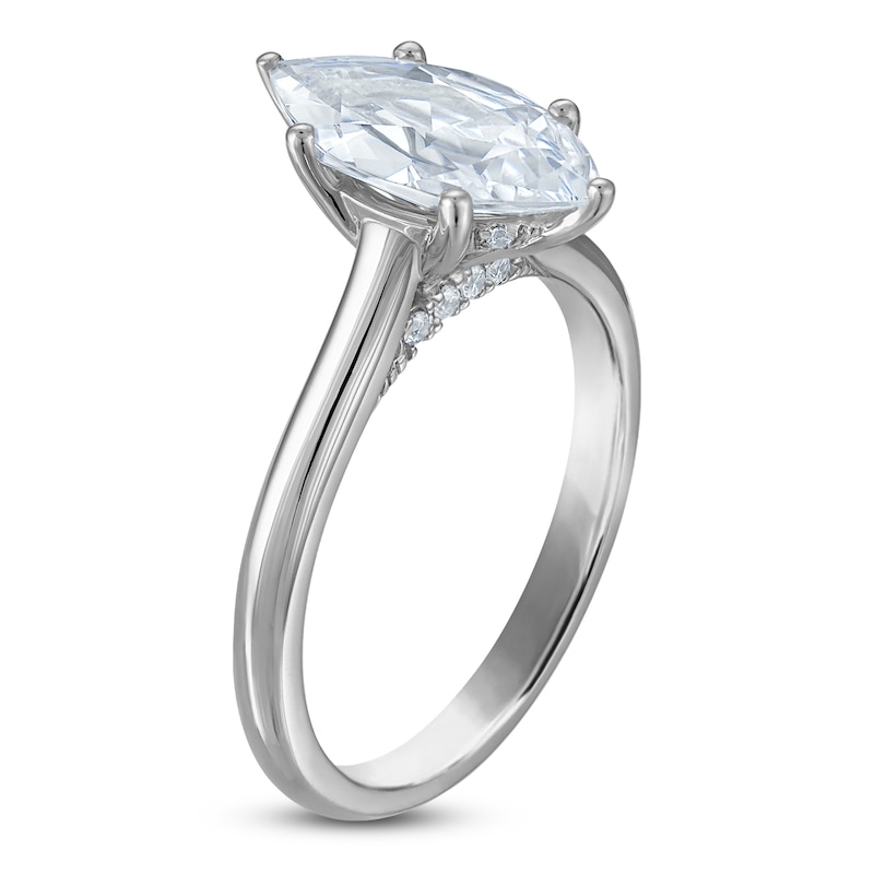 Main Image 2 of Marquise-Cut Lab-Created Diamond Solitaire Plus Engagement Ring 2 ct tw Platinum (VS2/F)