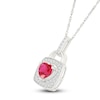 Thumbnail Image 2 of Heart-Shaped Lab-Created Ruby & White Lab-Created Sapphire Lock Necklace Sterling Silver 18&quot;