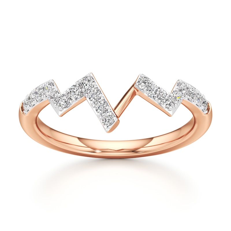 Main Image 1 of J'Lure Lab-Created Diamond Angled Contour Wedding Band 1/4 ct tw 18K Rose Gold