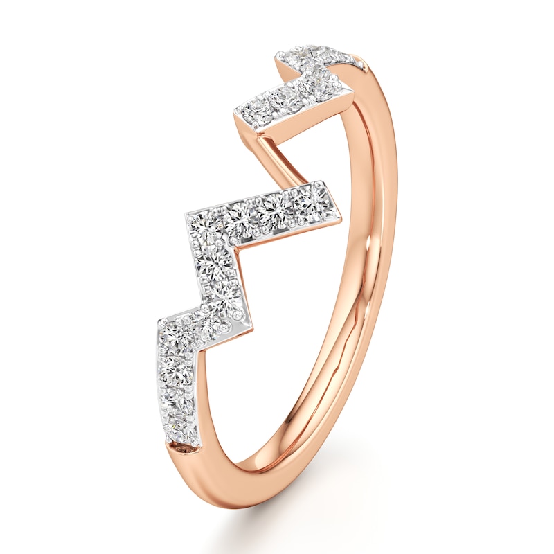 Main Image 4 of J'Lure Lab-Created Diamond Angled Contour Wedding Band 1/4 ct tw 18K Rose Gold