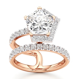 J'Lure Pentagon Brilliant-Cut Lab-Created Diamond Spiral Engagement Ring 3-7/8 ct tw 18K Rose Gold