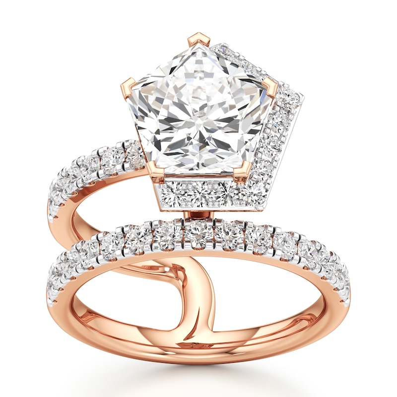 Main Image 1 of J'Lure Pentagon Brilliant-Cut Lab-Created Diamond Spiral Engagement Ring 3-7/8 ct tw 18K Rose Gold