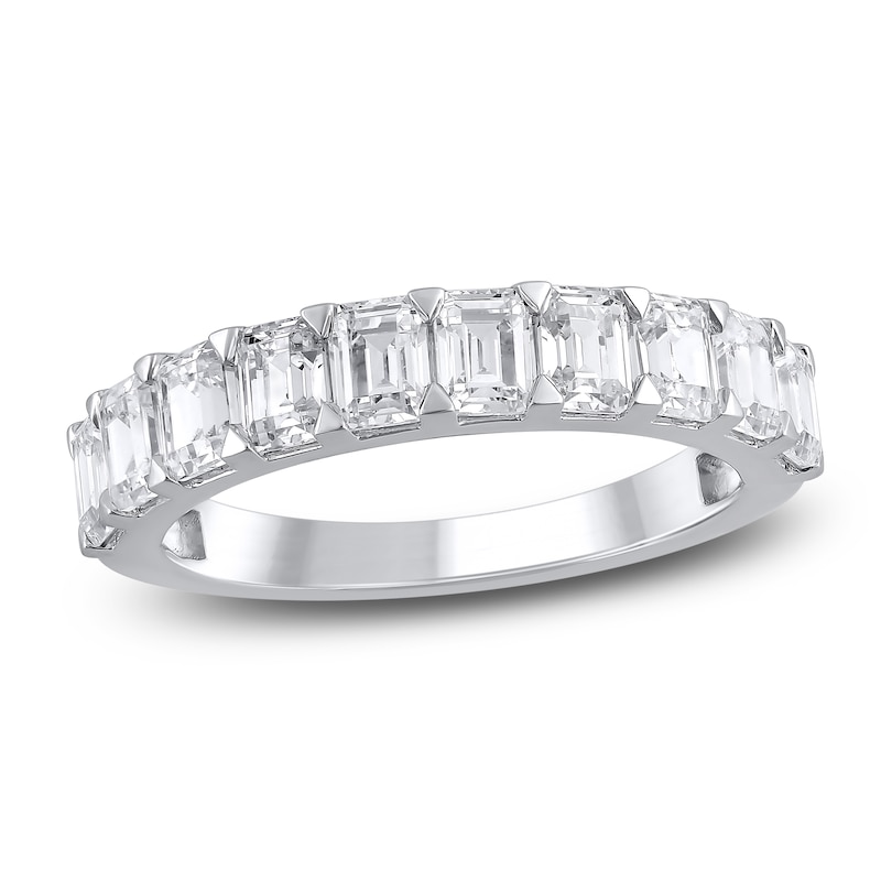 Main Image 1 of Emerald-Cut Lab-Created Diamond Anniversary Ring 2 ct tw 14K White Gold