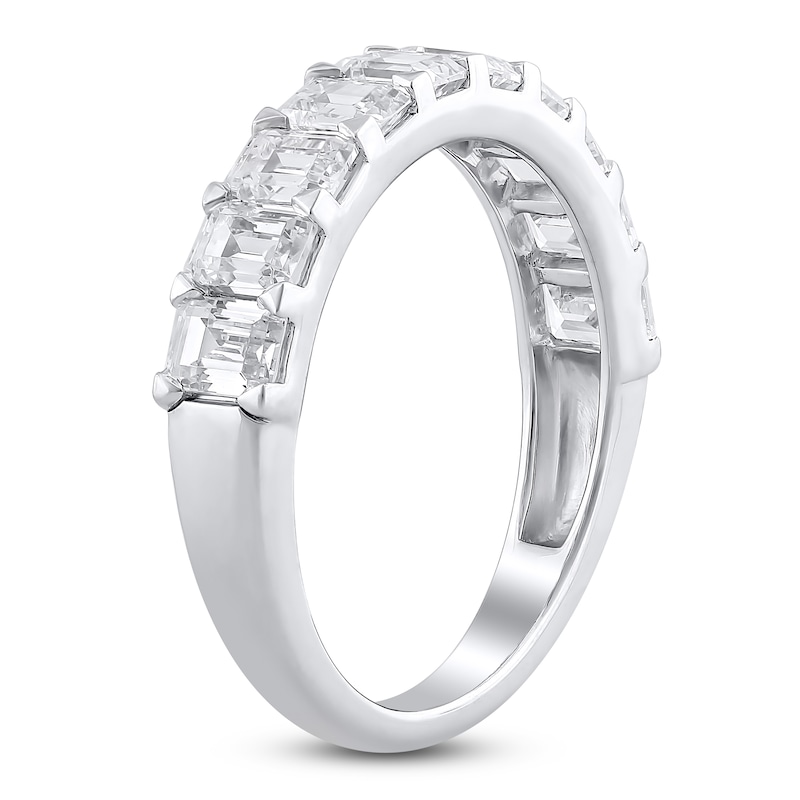 Main Image 2 of Emerald-Cut Lab-Created Diamond Anniversary Ring 2 ct tw 14K White Gold