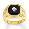 Thumbnail Image 1 of Men's Onyx Ring Diamond Accents 14K Yellow Gold