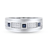 Thumbnail Image 1 of Diamond & Blue Sapphire Ring 1/3 ct tw Round 10K White Gold