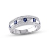 Thumbnail Image 1 of Men's Natural Sapphire Wedding Band 1/4 ct tw Diamonds 10K White Gold