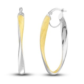 14 Karat Two Tone Gold Double Twist Round Hoop Earrings – Gigliotti Jewelers
