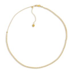 Semi-Solid Curb Chain Choker Necklace 14K Yellow Gold 12&quot; Adj.