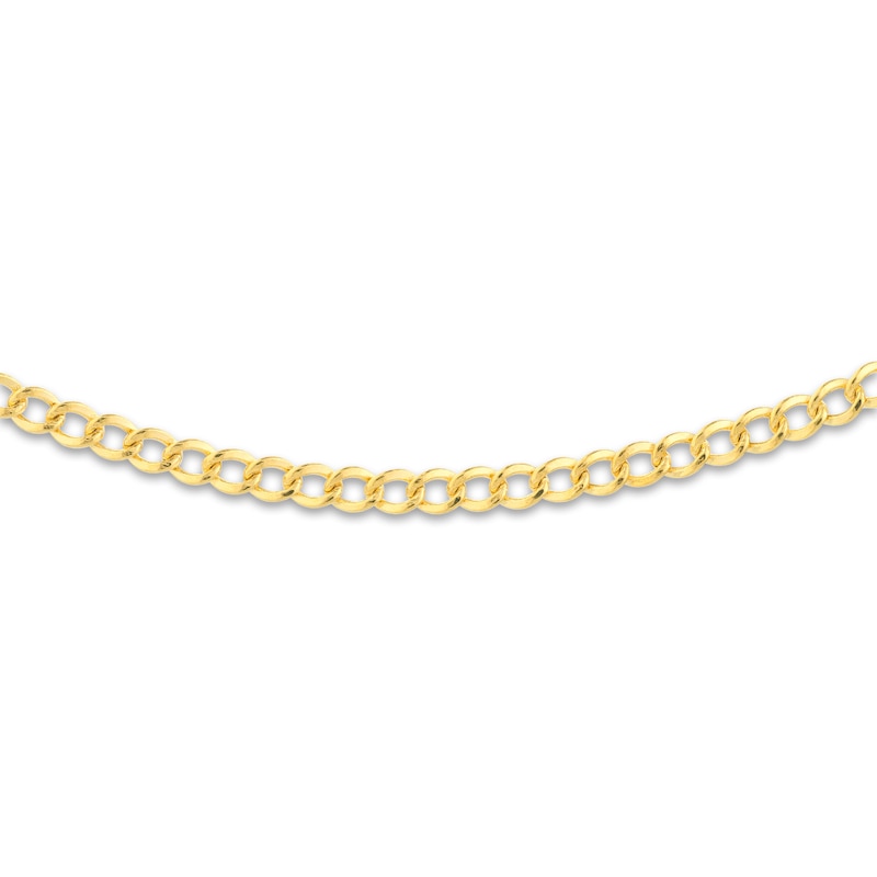 Semi-Solid Curb Chain Choker Necklace 14K Yellow Gold 12" Adj.