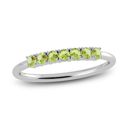 Juliette Maison Natural Peridot Half Eternity Ring 10K White Gold