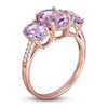 Thumbnail Image 1 of Natural Pink Quartz 3-Stone Ring 1/20ct tw Diamonds 10K Rose Gold