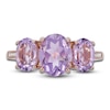 Thumbnail Image 2 of Natural Pink Quartz 3-Stone Ring 1/20ct tw Diamonds 10K Rose Gold