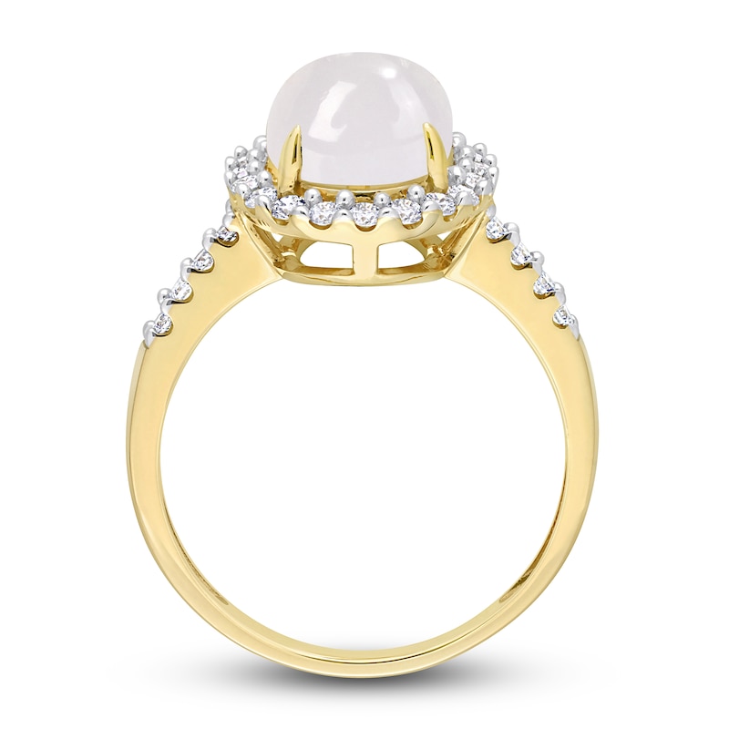 Main Image 3 of Natural White Moonstone Ring 3/8 ct tw Round 14K Yellow Gold