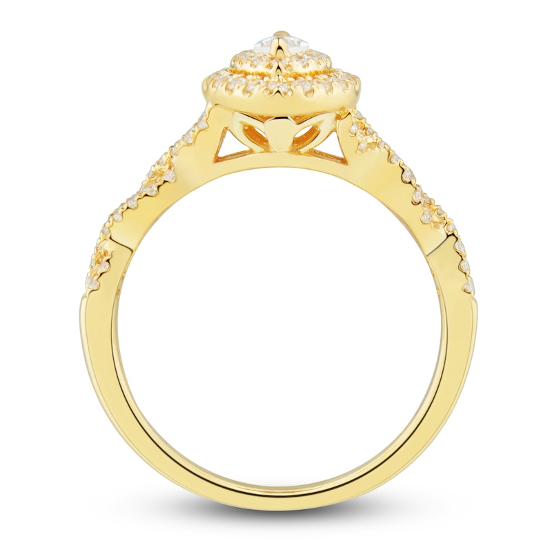 Diamond Engagement Ring 1/2 ct tw Marquise/Round 14K Yellow Gold