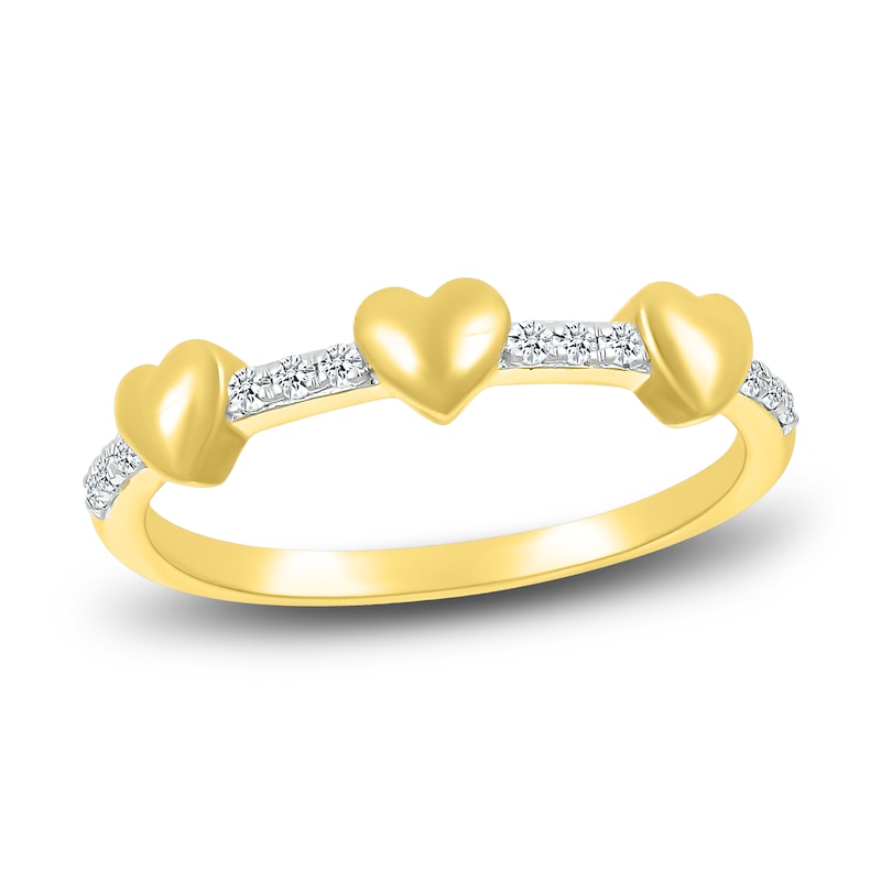 Diamond Heart Ring 1/15 ct tw Round 10K Yellow Gold