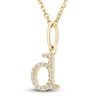 Thumbnail Image 2 of Diamond Initial D Pendant Necklace 1/20 ct tw Round 10K Yellow Gold 18&quot;