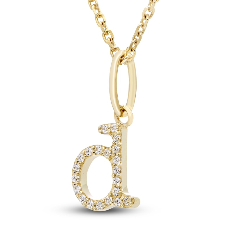 Main Image 2 of Diamond Initial D Pendant Necklace 1/20 ct tw Round 10K Yellow Gold 18&quot;