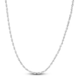 Solid Diamond-Cut Rope Chain Necklace 14K White Gold 20&quot; 2.0mm
