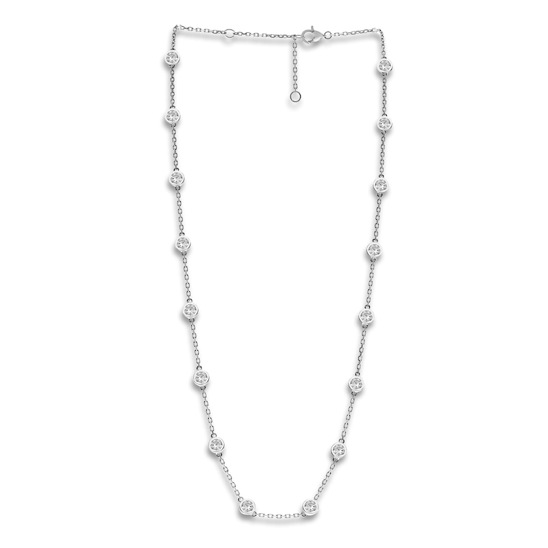 Diamond Station Necklace ct tw Round 14K White Gold 18