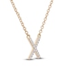 Thumbnail Image 2 of Diamond Letter X Necklace 1/10 ct tw Round 14K Yellow Gold 16.75&quot;