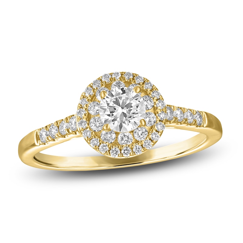 Main Image 1 of Diamond Double Halo Engagement Ring 5/8 ct tw 14K Yellow Gold