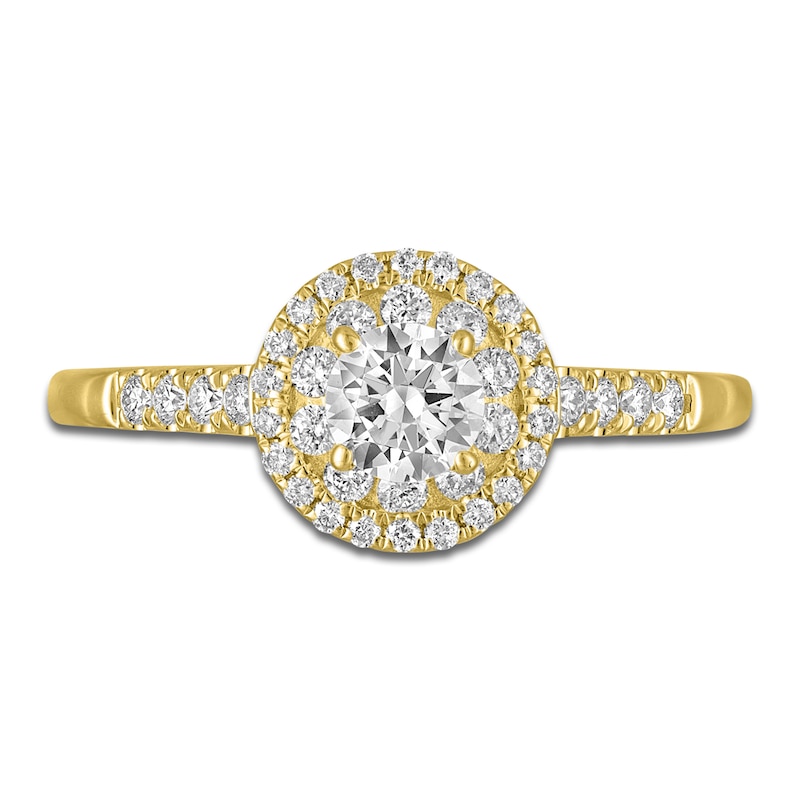 Main Image 3 of Diamond Double Halo Engagement Ring 5/8 ct tw 14K Yellow Gold