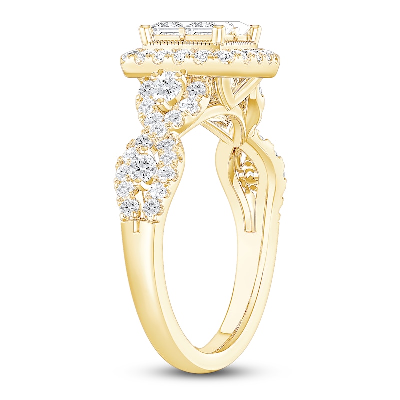 Main Image 2 of Princess & Round-Cut Diamond Quad Engagement Ring 1-1/3 ct tw 14K Yellow Gold