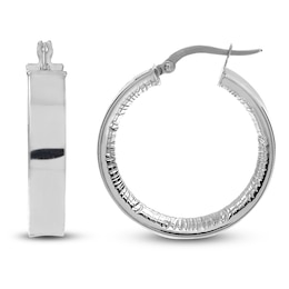 Diamond-Cut Hoop Earrings 14K White Gold 20mm