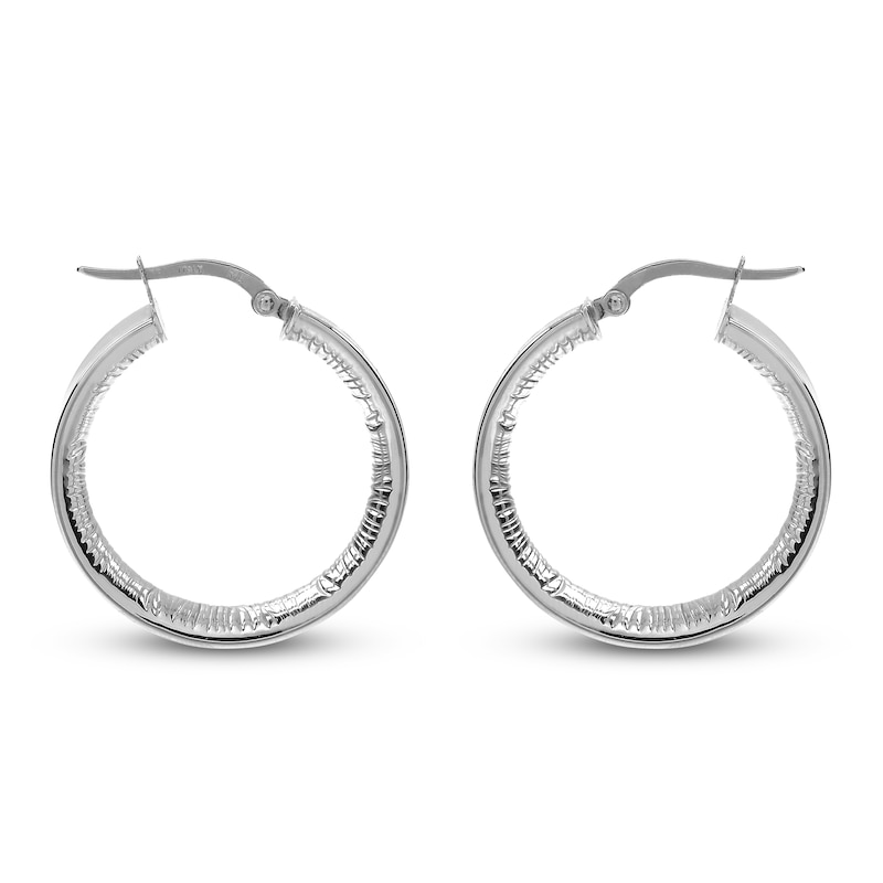 Main Image 2 of Diamond-Cut Hoop Earrings 14K White Gold 20mm