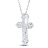 Thumbnail Image 3 of Diamond Flared Cross Necklace 1/4 ct tw 10K White Gold 18&quot;