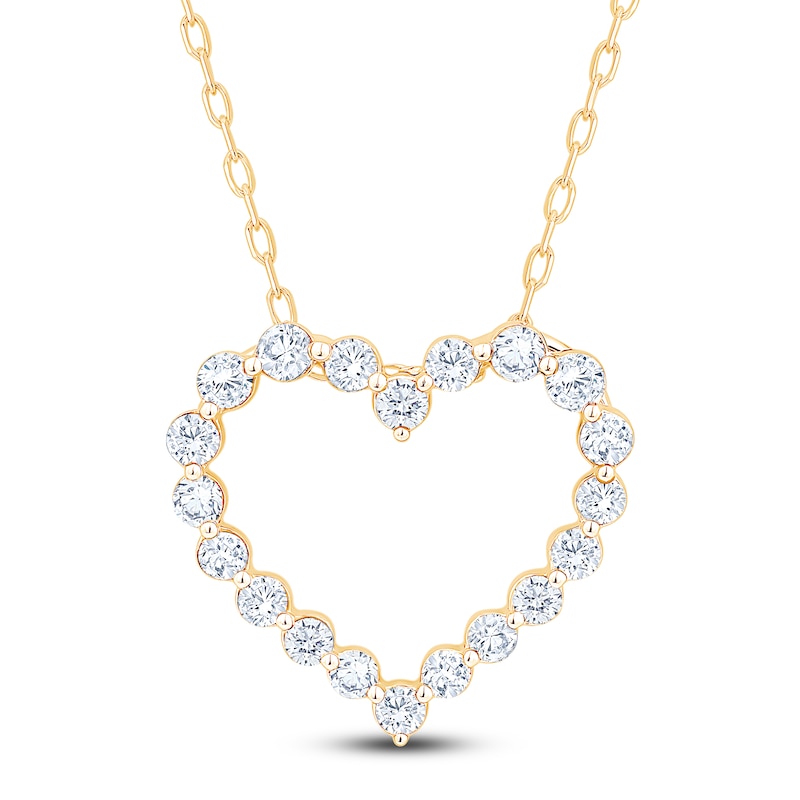 Diamond Heart Outline Necklace 1 ct tw 10K Yellow Gold 18"