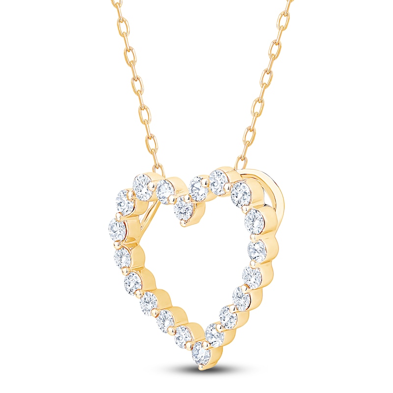 Main Image 3 of Diamond Heart Outline Necklace 1 ct tw 10K Yellow Gold 18&quot;