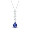 Thumbnail Image 1 of Pear-Shaped Blue Lab-Created Sapphire & White Lab-Created Sapphire Drop Necklace Sterling Silver 18&quot;