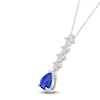 Thumbnail Image 2 of Pear-Shaped Blue Lab-Created Sapphire & White Lab-Created Sapphire Drop Necklace Sterling Silver 18&quot;