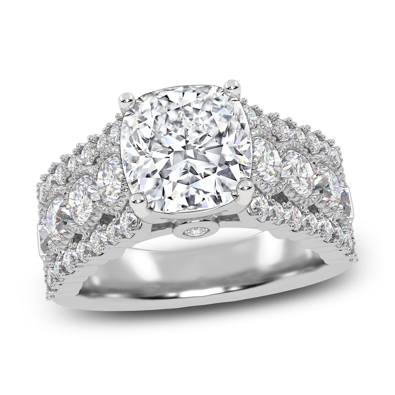 Main Image 1 of Cushion-Cut Created By Jared Studio Lab-Created Diamond Engagement Ring 3-3/4 ct tw 14K White Gold